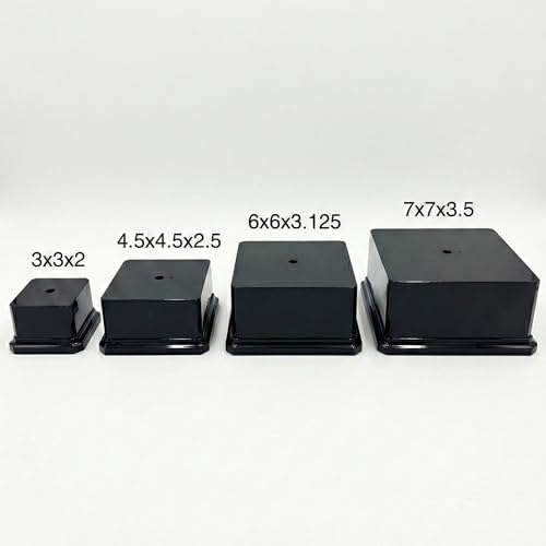 Premium Black Gloss Display Base – Weighted Square Pedestal for Trophies, Sculptures, 3D Prints, & Crafts – Heavy-Duty Riser Stand (7x7x3.5 inch) - size: 7x7x3.5 inch