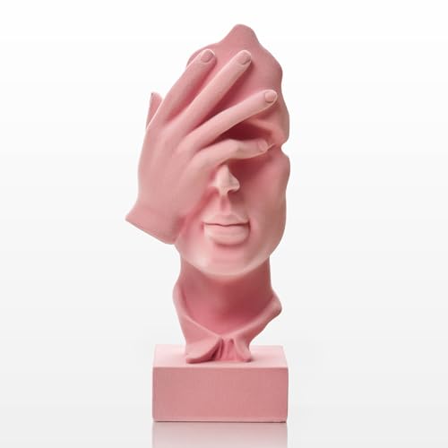 Velvet Flocked Thinker Sculpture Spring Decor for Home, Modern Abstract Art Statue Flocked Collectible Figurines for Room, Bookshelf, Office, Desk Decor (Pink) - color: Nosee-pink