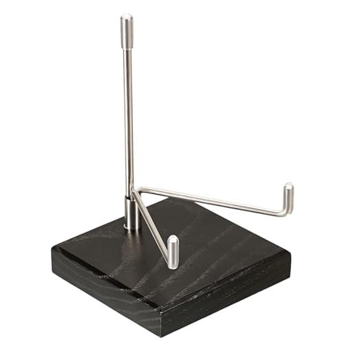 Hipiwe Adjustable Stainless Steel Arm Display Stand Easel with Wooden Base Rocks Crystal Display Easel Holder for Mineral Agate Gemstones Fossils Coral Geodes Plate and Photo, 3.1"x3.1"x4.9" - size: Large