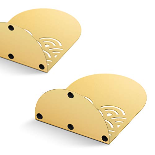 QiMing Ukiyoe Auspicious Clouds Bookends for Books,1 Pair Metal Wavy Pattern Book Holders for Office Shelves Adults & Kids Gift(Gold) - color: Gold