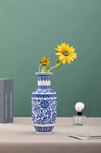 Blue and White Vase, Blue Vase, Chinoiserie Vase, Ginger Jar Vase for Home Decor, Porcelain Decor,10" H - size: BlueA 10"H