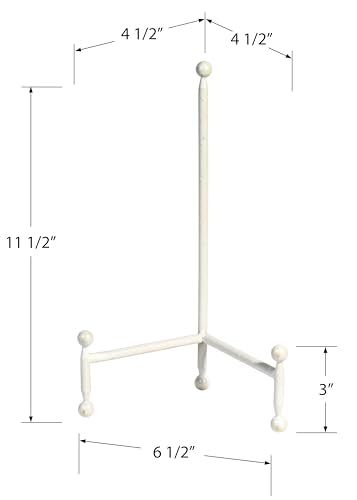 Red Co. Decorative Tripod Plate Stand and Art Holder Easel in White Finish - 11.5" h - color: White, size: Height - 11.5"