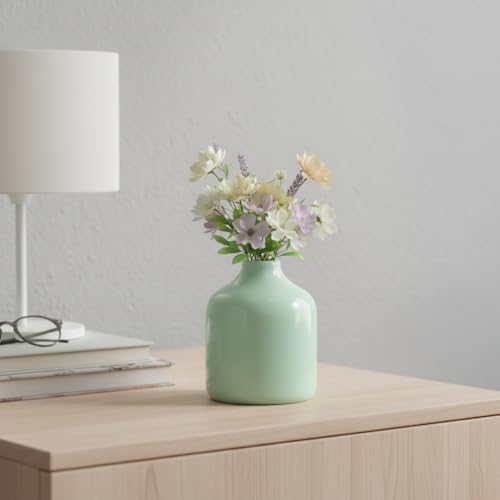 Sunddo 4 Inch Small Green Vase for Flowers - Cute Modern Decorative Vases Home Decor, Ceramic Bud Vase for Dining Table, Night Stand, Bathroom Decoration, Office Desk, Bathtub Decor - color: Light Green, size: 4 inch