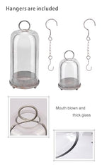5" & 4" Wide Versatile Metal Candle Holder in Shabby White with Handmade Thick, Heavy & Sturdy Glass Dome for Pillar Candle, Industrial, Modern, Shelf, Mantel, Veranda, Porch - color: White Shabby