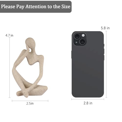 Sandstone Resin Thinker Style Abstract Sculpture Statue Collectible Figurines Home Office Bookshelf Desktop Decor(Small Sandstone,Left) - color: Small Sandstone, size: Left 1pc
