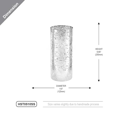 WGVI Hurricane Candle Holder Sleeve, W: 5", Ht: 10", Silver Speckled Glass Cylinder Open Both Ends, Chimney Tube Shade, 1 Piece - size: 5x10"H