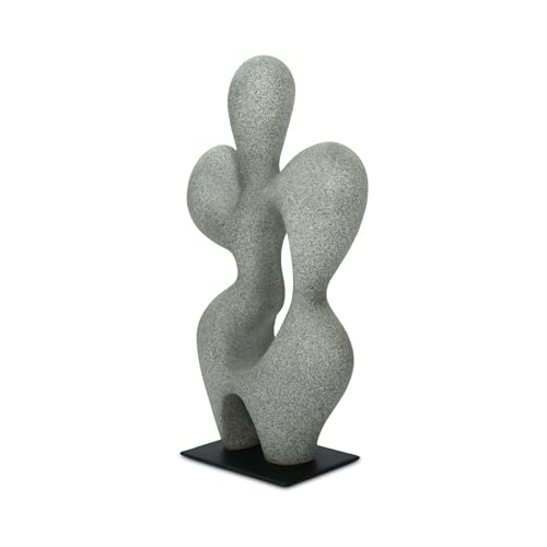 Elio Sculpture, Rectangular, Ecomix, Slim Metal Base, Freeform Modernist Figure, Charcoal Grey