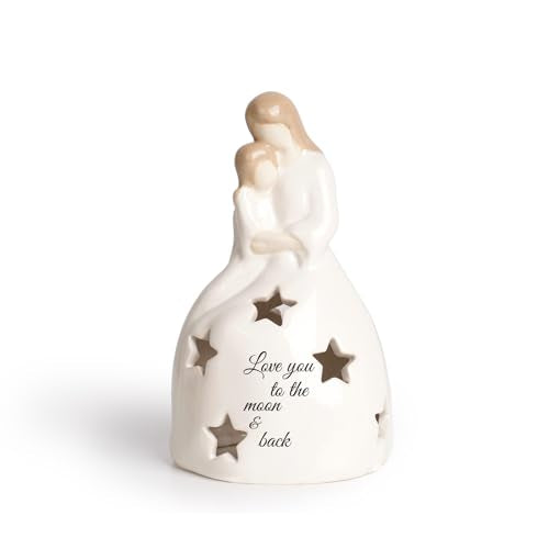 Gifts for Mom from Daughter - Mother and Daughter Figurine - Mom and Daughter Statue - Mother Daughter Gift - Candleholder Statue with Flickering LED - color: Sy0054