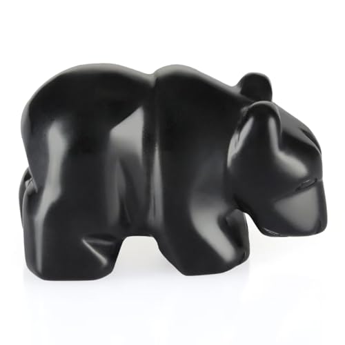 2" Obsidian Crooked Mouth Bear Statue for Strength,Bear Figurine for Courage,Bear Decor for Homes&Offices