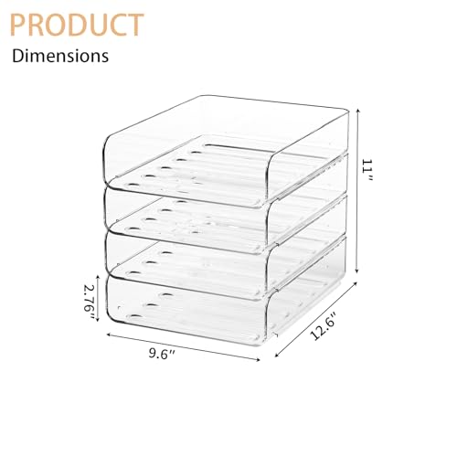 FANXIYQ 4-Tier Acrylic Paper Tray Organizer | Clear Stackable Desk Organizer for Documents, Letters, A4 Paper | Modern Office/Classroom/Home Organization - color: 4-tier-vertical