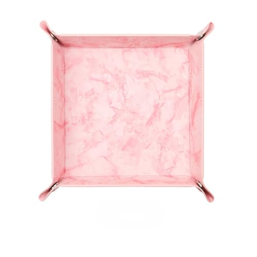 siduater Valet Tray Desktop Storage Organizer – Vegan Leather Catchall Bedside Vanity Tray Nightstand Caddy Holder for Remote Controller, Watch, Keys, Phone, Wallet, Coin, Jewelry, Marble Pink - color: Marble Pink