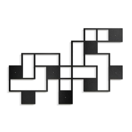 SIGNLEADER Metal Wall Decor Grids Geometric Minimalist Modern Luxury Wall Sculpture Hangings 3D Statue Home Decoration for Living Room, Bedroom, Bathroom, Kitchen, Fireplace, Office - 18" Black - color: Gry31-2405-m31, size: 18" Black
