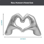 Heart Hands Sculpture Gift, Silver Love Sign Decor, Fingers Gesture Statue, Heart Shape Figurine, Gray Friendship Bracelet Holder (Silver) - color: Silver