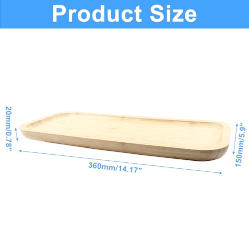 Jiozermi 14.17" Bamboo Serving Tray Tea Serving Tray Bamboo Vanity Tray Counter Tray Bathroom Tray Kitchen Sink Tray Bamboo Tray for Perfume Tea Food Candles - size: 14.2" x 5.9" x 0.8"
