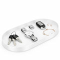 Oval Key & Wallet Tray, 12"x6"x0.8" Metal Valet Tray for Entryway Table, Minimalist Catch All Tray for Keys, Wallet, Jewelry, White