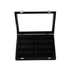 Frebeauty Sunglass Organizer,Velvet Glasses Organizer,8-Slot Sunglasses Tray with Clear Lid,Men's/Women's Sunglasses Box,Sunglass Case,13.3 x 9.6 x 2.2 Inches,Eyeglass/Eyewear Display Tray(Balck) - color: Black, style: With Lid