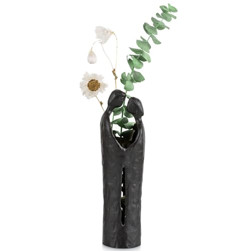 Sziqiqi 6th Anniversary Wedding Gift: Iron Gifts for 6th Anniversary for Couple - Romantic Couple Statue Metal Love Sculpture Black Abstract Figurines for Home Decor Women Her Wife Girlfriend Him Men - style: Face to Face