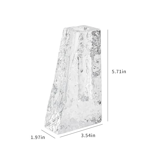 Crystal Vase Bookends Set of 2, Clear Candle Holder for Stick Candles, Heavy Duty Book Ends for Books, Elegant Shelf Decor for Living Room, Wedding Anniversary Housewarming Gift for Women - color: M-cv266a-02