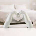 White Heart Hands Sculpture - 9.4" W Modern Home Decor Sculpture for Shelves, Desk & Living Room, Minimalist Shelf Decorations, Heart Hands Decor