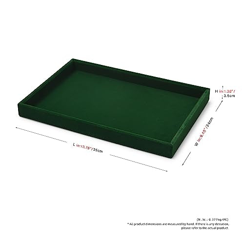 Green Velvet Jewelry Trays Stackable Jewelry Drawer Organizer Tray for Necklace Bracelets Rings Storage Display - size: Flat Tray for Multiple Jewelry
