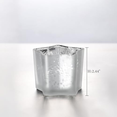 Letine 8pc Frosted White Star Tea Light Candle Holders - Mercury Glass Votive Holders for Wedding, Diwali, Fall & Holiday Decor - Elegant Starlight Vessels (2.44" Height, 1.45" Base) - color: Frosted White, size: 8pcs