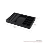 Oirlv 4 in 1 Black Premium Leather Multifunctional Jewelry Display Tray for Rings,Earrings and Bracelets Organizer and Storage - style: P01708
