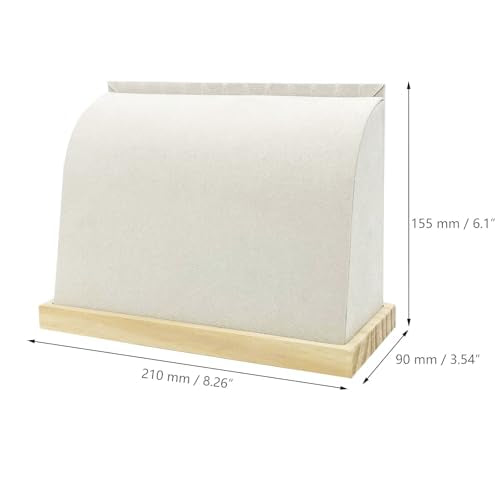 Cambered Necklace Display Stand with Flannelette Soft Mat Wood Jewelry Organizer Tabletop Display Holder for Necklaces, Choker Pendant (Beige) - color: Beige