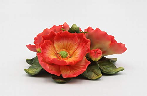 Fine Porcelain Poppy Flowers Figurine, 6" L