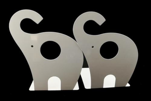Wendin 1pair Cute Elephant Nonskid Bookends Art Bookend (White) - color: White