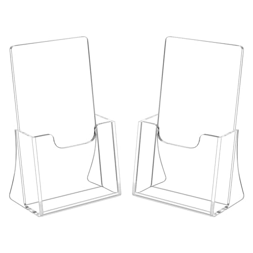 HIIMIEI 2 Pack 4 inch Wide Acrylic Brochure Holders for Pamphlets, Cards, Brochures, Magazines, Literature, Pamphlets Display Stand for Countertop - size: 4''x 6''