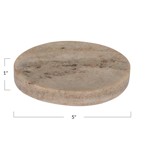 Creative Co-Op Marble Round Soapdish, Beige - color: Beige