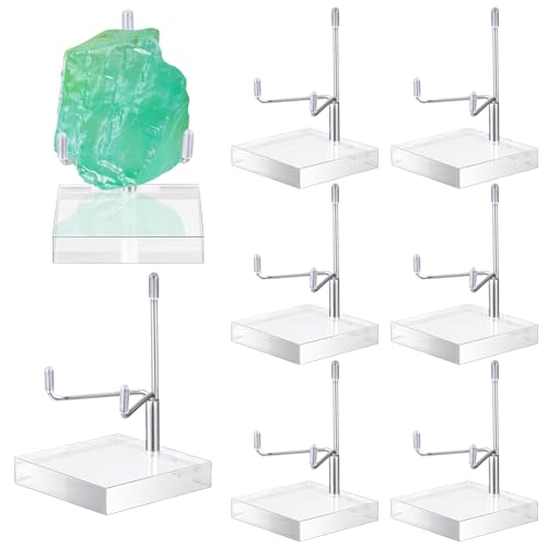 Kigley 8 Pcs Adjustable Metal Arm Display Stand Crystal Holder Easel Display with Acrylic Base Easel Rock Mineral Stand for Geodes Mineral Agate Collection(Silver,2 x 2 x 3.5 Inch) - color: Silver, size: 2 x 2 x 3.5 Inch