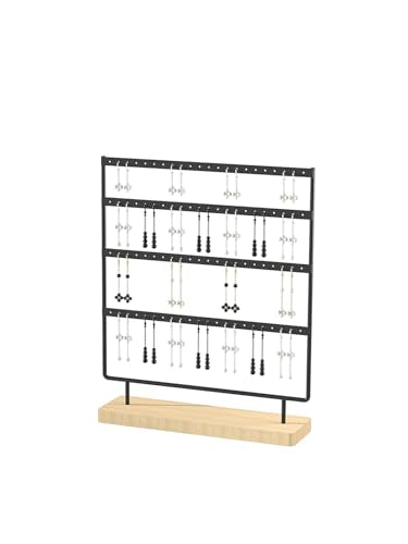 Julysky Earring Holder Organizer, Earring Stand, 4 Layers, Black - color: Black, size: 4 Layers