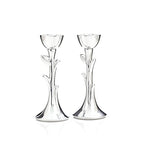 Nambé Tree of Life Sabbath Candlesticks - 8-Inch Sculptural Candle Holders, Elegant Alloy Shabbat Table Accents & Taper Candles, Hanukkah Gifts & Contemporary Judaica Décor