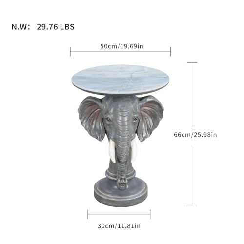 Modern Minimalist Faux Marble Accent Table & Nightstand, Living Room Accent Table with Yellow Elephant Decor & Yellow Elephant Base, Fit for Living Room Reception Area and Bedroom (19.69"W x 25.98"H) - style: yellow elephant