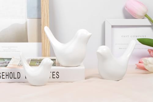 LAIDANLA Small Birds Statues White Modern Style Home Decor Birds Small Animal Sculpture for Living Room Office Desktop Shelf Coffee Table Bedroom（2pcs） - color: C-white