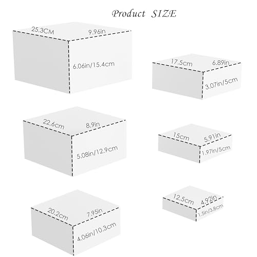 Metal Buffet Risers,6PCS Food Risers for Buffet Table 5in to 10in Display Stand for Wedding Catering Dessert Grayish White Cube Boxes Nesting Risers with Hollow Bottoms - color: Grayish White-6P