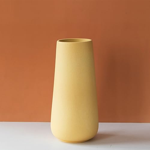 Yellow Ceramic Vase, 7.7" H, Minimalist Modern Home Decoration, Matte Design for Fireplace Bedroom Kitchen Living Room Centerpieces Office Desk, Fit for Holding Dried Flowers, Fresh Flowers - color: Yellow