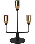 Metal Triple Taper Candle Holder, Modern Gold & Black Candle Holder with Stable Base, Decorative Candle Stand for Home Decor, Wedding, Dining, Party, Anniversary - size: ZTA-Three-arm
