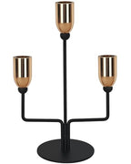 Metal Triple Taper Candle Holder, Modern Gold & Black Candle Holder with Stable Base, Decorative Candle Stand for Home Decor, Wedding, Dining, Party, Anniversary - size: ZTA-Three-arm