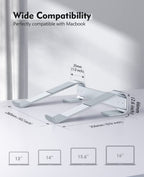 Soqool Laptop Stand for Desk,Aluminum Computer Stand for Cooling,Sturdy Stable Ergonomic Laptop Riser Compatible with MacBook Pro Stand Air/Dell/HP/Lenovo 10-16.2inch Notebook,Work Home Office - color: Silver