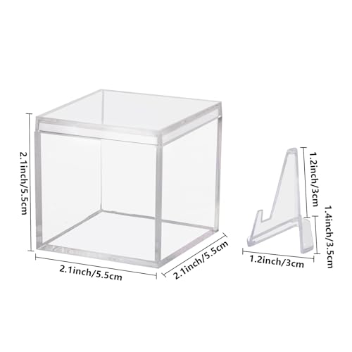 20 Pack Championship Ring Display Case Clear Acrylic Ring Case Display Box for Sports Baseball Softball Football Golf Single Ring Coin Holder Stand, 2.16 Inch - size: 20 Pack