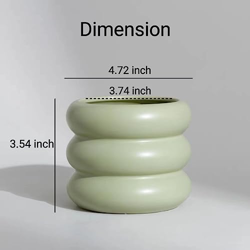 Ceramic Plant Pot Indoor, 4.5 Inch Flower Pot with Drainage Hole, Small Bubble Design Ceramic Planter for Home & Office Decor (Green) - color: S-green, size: 4.7inch