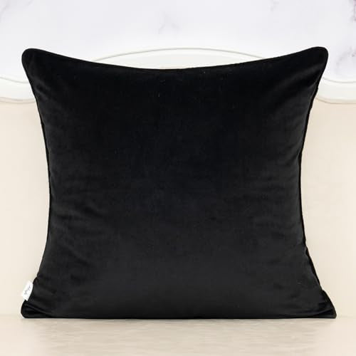 Alerfa Black Floral Throw Pillow Cover 18 x 18 Inch Cut Velvet Sqaure Luxury Decorative Pillow Cover for Couch Living Room Bedroom - color: Black, size: 18" x 18" (Pack of 1)