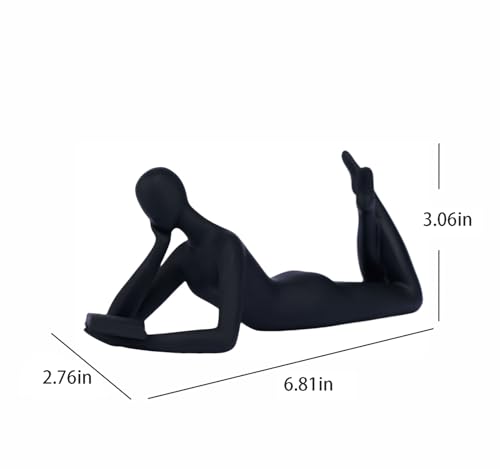 "Reading Thinker Sculpture is a Modern Abstract Black Resin Statue for Book Lovers. Great for Home, Office and Table Decor. A Stylish Ornament and Perfect Housewarming Gift. (Black A) - color: Black a