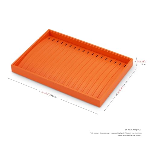 18 Slots PU Leather Jewelry Tray Necklace Display Tray Jewelry Drawer Organizer Necklace Bracelet Holder Stackable Jewelry Trays for Necklace Bracelet Pendant (Orange) - color: Orange, size: 18 Slot