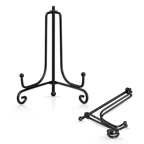(4 pack)Iron Display Stand, Black Iron Easel Plate Display Photo Holder Stand, Displays Picture Frames, Decorative Plates, Tablets and Art 4 Inch - color: Black, size: 4 inch (4 pack)