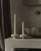LAWA Set of 2 Pumpkin Base Candle - Beautiful Handmade Pillar Unscented Soy Wax Elegant Aesthetic Vase Candle Housewarming Gift Home Room Shelf Decor Idea Sandstone - color: Sandstone