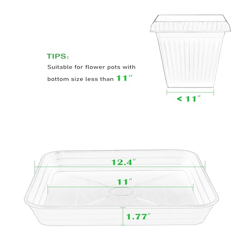 4 Pack Square Plant Saucer Tray 12 inch, Heavy Duty Plastic Plant Saucers for Indoors Outdoor, Flower Plant Drip Trays for Pots, Square Seed Starting Tray, Seedling Growing Trays - color: Black, size: 12"-4 Pack