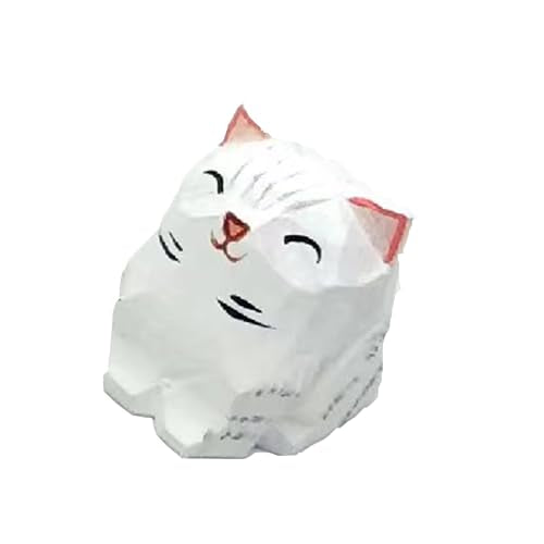 Wooden Cat Figurines Sculpture Statue Lovely Small Carved Orange Cat Statue Handmade Wood Kitten Art Carving Work for Home Office Decoration (White Cat) - color: White Cat